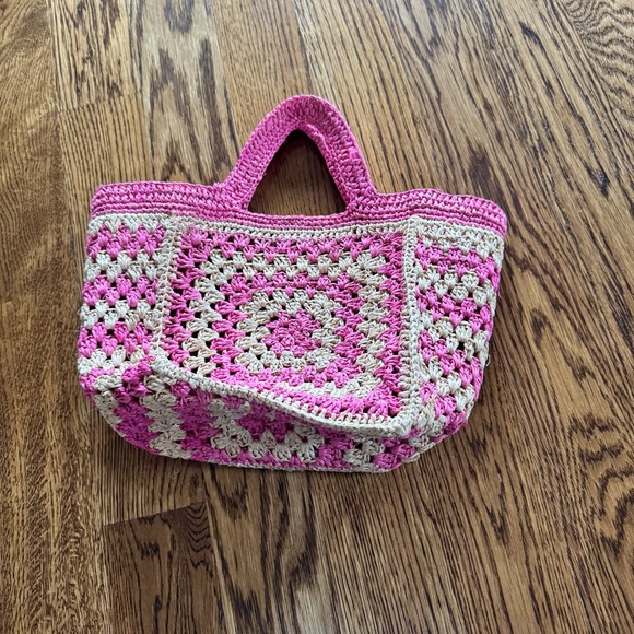 Eilaf Crochet Howdah Pink & Beige Tote Bag - Picture 4 of 7